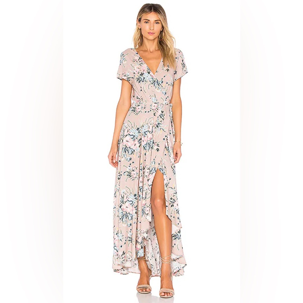 Revolve: AUGUSTE Scarlett Wrap Maxi Dress in Blush
